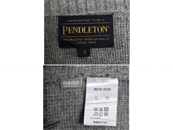 ペンドルトン ネイティブ 総柄 ウール ニット セーター メンズ S 古着 PENDLETON ミドルゲージ モックネック デザイン ハイネック グレー