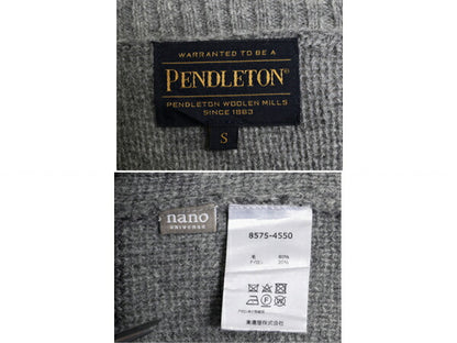 ペンドルトン ネイティブ 総柄 ウール ニット セーター メンズ S 古着 PENDLETON ミドルゲージ モックネック デザイン ハイネック グレー