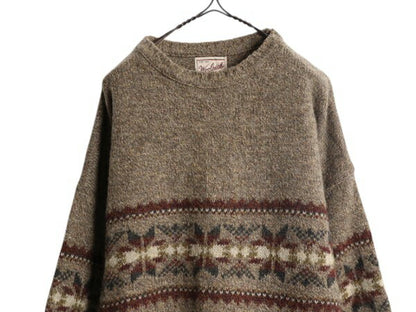 90s USA製 ウールリッチ ノルディック 総柄 ニット セーター メンズ XL / 古着 90年代 オールド Woolrich アウトドア ウール ミドルゲージ