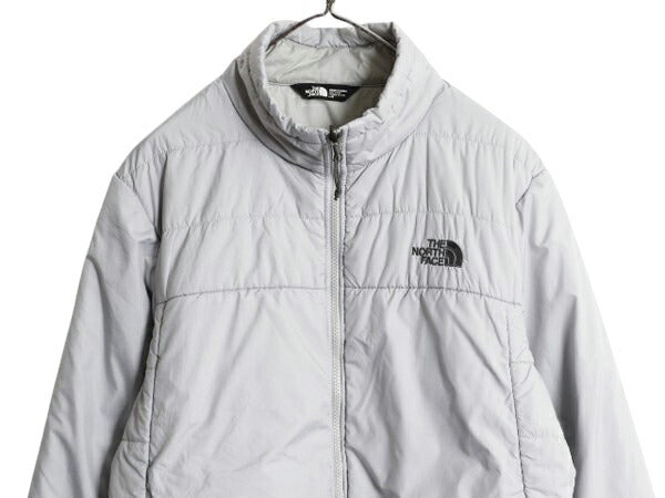 ノースフェイス 中綿 ナイロン ジャケット メンズ L 古着 The North Face フルジップ ブルゾン アウトドア ハイネック ワンポイント グレー