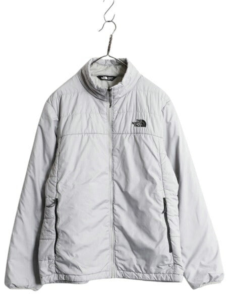 ノースフェイス 中綿 ナイロン ジャケット メンズ L 古着 The North Face フルジップ ブルゾン アウトドア ハイネック ワンポイント グレー