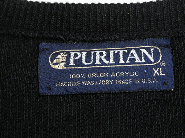 80s USA製 ピューリタン アクリル ニット ベスト メンズ XL / ヴィンテージ プルオーバー Vネック 重ね着 シンプル 無地 ブラック PURITAN