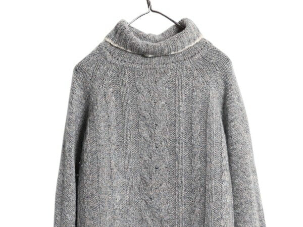 90s ウールリッチ タートルネック シェットランド ウール ニット セーター レディース M オールド Woolrich 旧タグ ケーブル ミドルゲージ