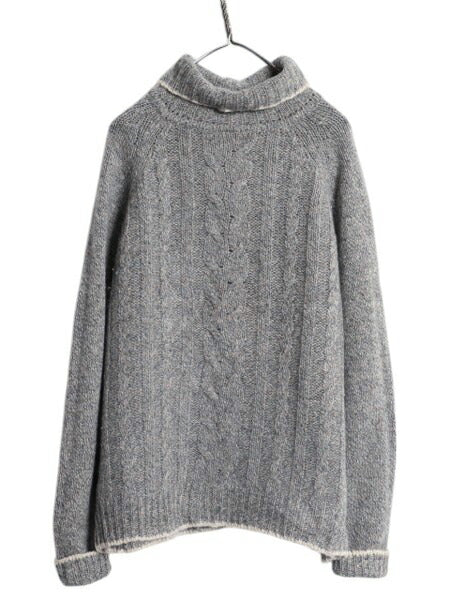 90s ウールリッチ タートルネック シェットランド ウール ニット セーター レディース M オールド Woolrich 旧タグ ケーブル ミドルゲージ