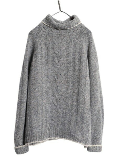 90s ウールリッチ タートルネック シェットランド ウール ニット セーター レディース M オールド Woolrich 旧タグ ケーブル ミドルゲージ