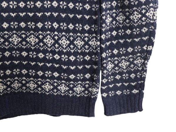 デッドストック ブルックスブラザーズ ウール ニット セーター メンズ L クルーネック バーズアイ ノルディック 総柄 Brooks Brothers 346