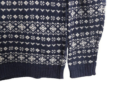 デッドストック ブルックスブラザーズ ウール ニット セーター メンズ L クルーネック バーズアイ ノルディック 総柄 Brooks Brothers 346