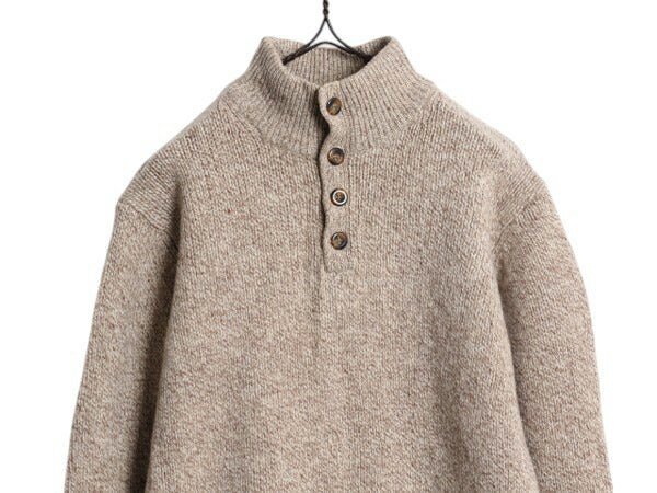 00s エルエルビーン ハイネック ラム ウール ニット セーター メンズ L / オールド LLBEAN アウトドア ヘンリーネック ミドルゲージ 無地