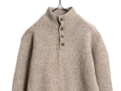 00s エルエルビーン ハイネック ラム ウール ニット セーター メンズ L / オールド LLBEAN アウトドア ヘンリーネック ミドルゲージ 無地