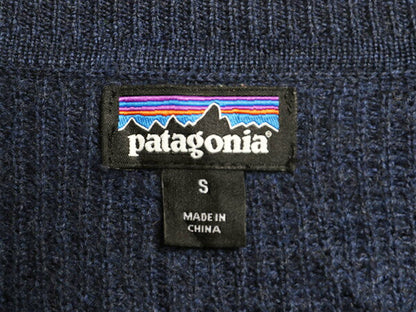 パタゴニア メリノ ウール 長袖 ワッフル ニット セーター レディース S 古着 16年製 Patagonia アウトドア 無地 薄手 クルーネック 青 紺