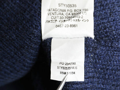 パタゴニア メリノ ウール 長袖 ワッフル ニット セーター レディース S 古着 16年製 Patagonia アウトドア 無地 薄手 クルーネック 青 紺