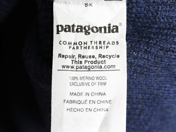 パタゴニア メリノ ウール 長袖 ワッフル ニット セーター レディース S 古着 16年製 Patagonia アウトドア 無地 薄手 クルーネック 青 紺
