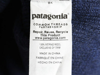 パタゴニア メリノ ウール 長袖 ワッフル ニット セーター レディース S 古着 16年製 Patagonia アウトドア 無地 薄手 クルーネック 青 紺