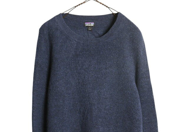 パタゴニア メリノ ウール 長袖 ワッフル ニット セーター レディース S 古着 16年製 Patagonia アウトドア 無地 薄手 クルーネック 青 紺