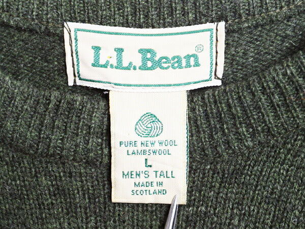 80s スコットランド製 エルエルビーン ラム ウール ニット セーター メンズ L / ヴィンテージ アウトドア LLBEAN クルーネック 無地 旧タグ
