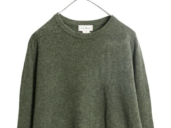 80s スコットランド製 エルエルビーン ラム ウール ニット セーター メンズ L / ヴィンテージ アウトドア LLBEAN クルーネック 無地 旧タグ