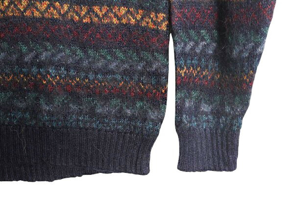 ペルー製 総柄 アルパカ ニット セーター メンズ M 程/ 古着 セーター フェアアイル ノルディック 毛足 ミドルゲージ モックネック モヘア