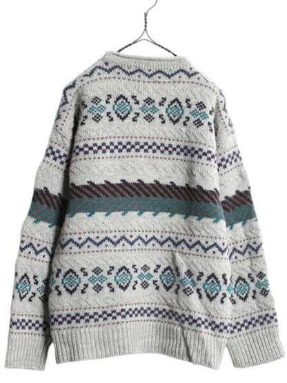 80s エルエルビーン ロールネック ウール ニット セーター メンズ L / 古着 ヴィンテージ LLBEAN フェアアイル ノルディック 総柄 旧タグ