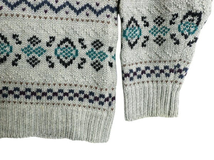 80s エルエルビーン ロールネック ウール ニット セーター メンズ L / 古着 ヴィンテージ LLBEAN フェアアイル ノルディック 総柄 旧タグ