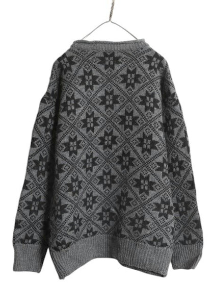 90s OLD GAP ロールネック ウール ニット セーター メンズ XL 90年代 オールド ギャップ 旧タグ 大きいサイズ ツートン ノルディック 総柄