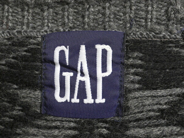90s OLD GAP ロールネック ウール ニット セーター メンズ XL 90年代 オールド ギャップ 旧タグ 大きいサイズ ツートン ノルディック 総柄