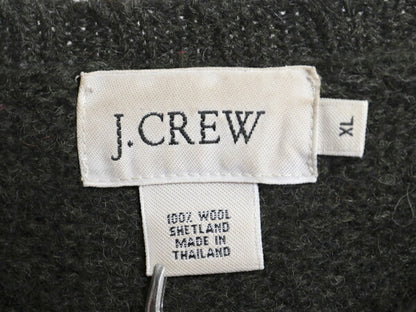 00s J CREW ボーダー シェットランド ウール ニット セーター メンズ XL 00年代 オールド ジェイクルー 大きいサイズ ミドルゲージ カーキ