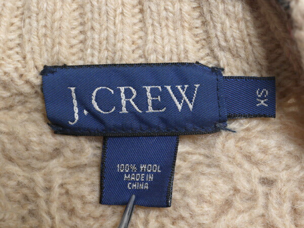 90s 00s J CREW フィッシャーマン ウール ニット セーター メンズ XS レディース M / オールド ジェイクルー アラン ケーブル ナチュラル