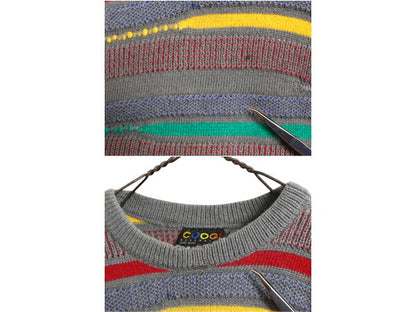90s オーストラリア製 COOGI 3D 立体編み 総柄 ウール デザイン ニット セーター メンズ L / 古着 90年代 オールド クージー マルチカラー