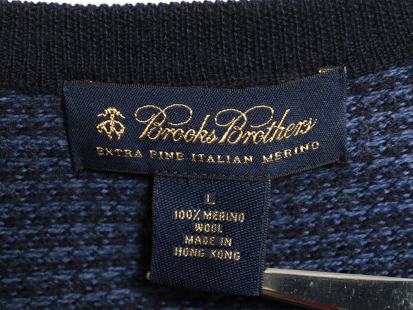 ブルックスブラザーズ Vネック ニット セーター メンズ L / 古着 Brooks Brothers メリノ ウール 総柄 ハイゲージ 千鳥格子 チェック 薄手