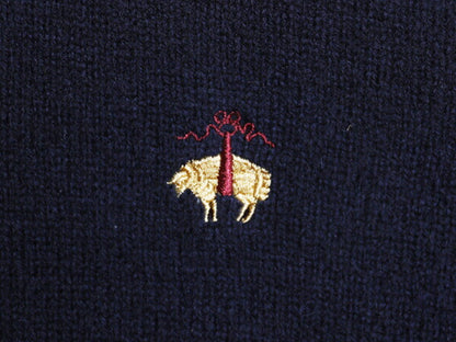 ブルックスブラザーズ ラム ウール ニット セーター メンズ M / Brooks Brothers 薄手 ワンポイント クルーネック シンプル ハイゲージ 紺