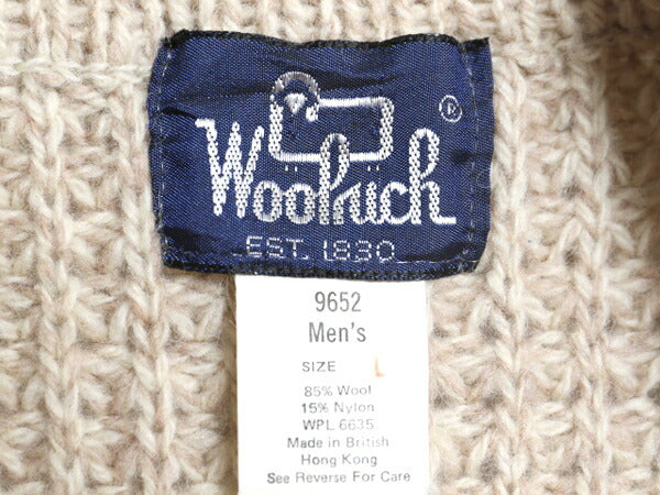 80s ウールリッチ ショールカラー ニット セーター メンズ L / 旧タグ ヴィンテージ Woolrich ウール 無地 紺タグ プルオーバー ベージュ