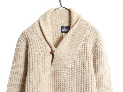80s ウールリッチ ショールカラー ニット セーター メンズ L / 旧タグ ヴィンテージ Woolrich ウール 無地 紺タグ プルオーバー ベージュ