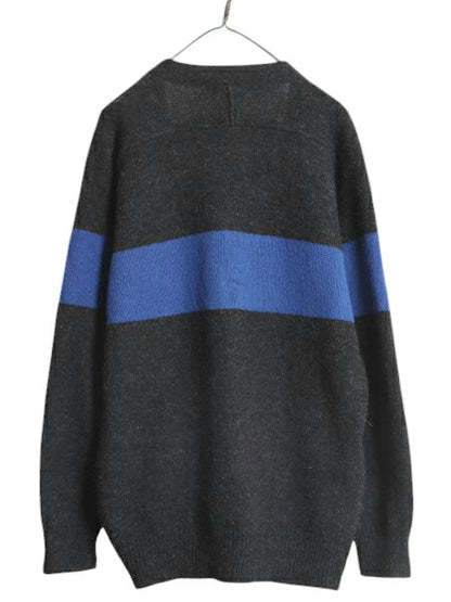 80s OLD GAP シェットランド ウール ニット カーディガン メンズ M ヴィンテージ ギャップ セーター 前開き 重ね着 ポケット付き ボーダー