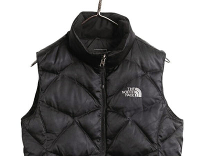 US企画 ノースフェイス ナイロン ダウン ベスト レディース XS 古着 The North Face フルジップ キルティング 550フィル 重ね着 前開き 黒