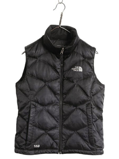 US企画 ノースフェイス ナイロン ダウン ベスト レディース XS 古着 The North Face フルジップ キルティング 550フィル 重ね着 前開き 黒