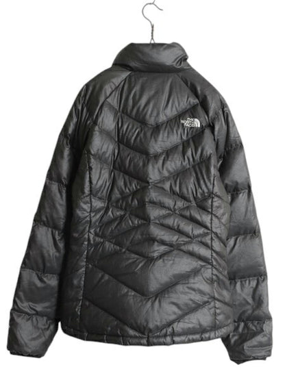 US企画 ノースフェイス ナイロン ダウン ジャケット レディース M / The North Face ジャンパー 550 フィル ハイネック キルティング 濃灰