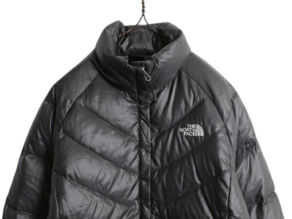 US企画 ノースフェイス ナイロン ダウン ジャケット レディース M / The North Face ジャンパー 550 フィル ハイネック キルティング 濃灰