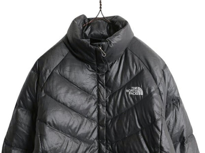 US企画 ノースフェイス ナイロン ダウン ジャケット レディース M / The North Face ジャンパー 550 フィル ハイネック キルティング 濃灰