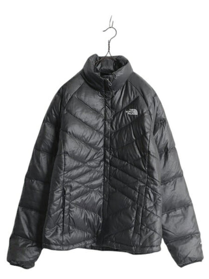 US企画 ノースフェイス ナイロン ダウン ジャケット レディース M / The North Face ジャンパー 550 フィル ハイネック キルティング 濃灰