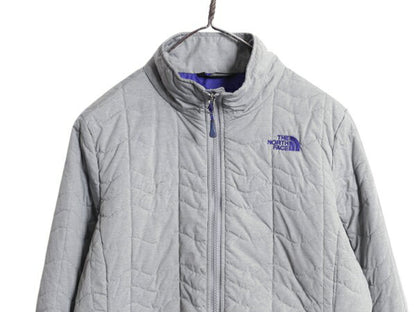 US企画 ノースフェイス 中綿 キルティング ナイロン ジャケット レディース L / 古着 The North Face ジャンパー フルジップ アウトドア 灰