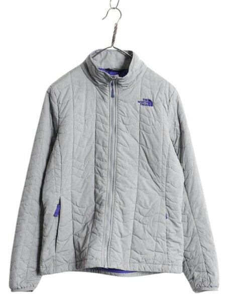 US企画 ノースフェイス 中綿 キルティング ナイロン ジャケット レディース L / 古着 The North Face ジャンパー フルジップ アウトドア 灰