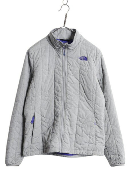US企画 ノースフェイス 中綿 キルティング ナイロン ジャケット レディース L / 古着 The North Face ジャンパー フルジップ アウトドア 灰