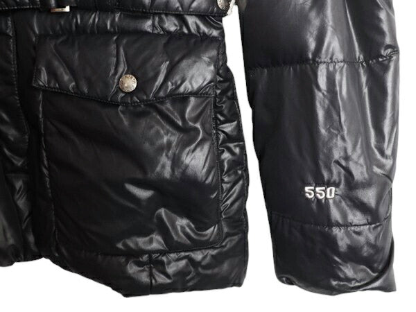 ノースフェイス ナイロン ダウン ジャケット レディース M The North Face アウトドア 550フィル フード パーカー ハーフ コート ブラック