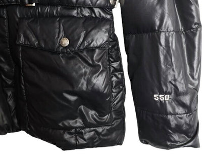 ノースフェイス ナイロン ダウン ジャケット レディース M The North Face アウトドア 550フィル フード パーカー ハーフ コート ブラック