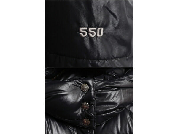 ノースフェイス ナイロン ダウン ジャケット レディース M The North Face アウトドア 550フィル フード パーカー ハーフ コート ブラック