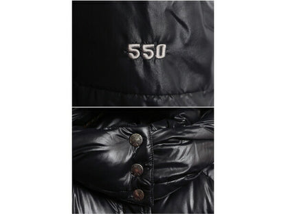 ノースフェイス ナイロン ダウン ジャケット レディース M The North Face アウトドア 550フィル フード パーカー ハーフ コート ブラック