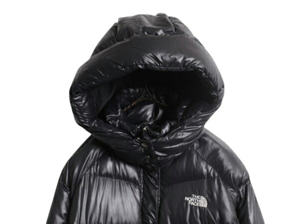 ノースフェイス ナイロン ダウン ジャケット レディース M The North Face アウトドア 550フィル フード パーカー ハーフ コート ブラック