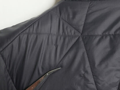 US企画 ノースフェイス 中綿 キルティング ナイロン ベスト メンズ L 古着 The North Face アウトドア 前開き 重ね着 ワンポイント グレー