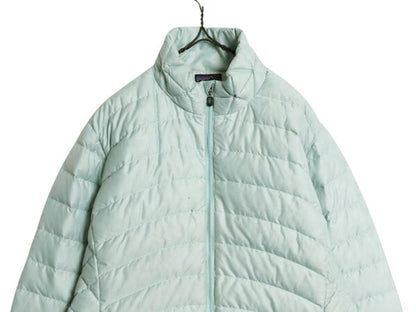 パタゴニア ダウン セーター レディース L 古着 08年製 Patagonia ナイロン ジャケット アウター ブルゾン アウトドア パッカブル グリーン