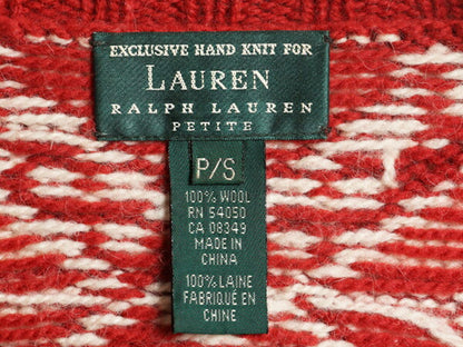手編み 00s LAUREN ラルフローレン ハーフジップ ハンド ニット セーター レディース S / オールド ポロ パッチワーク ノルディック 総柄